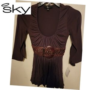Sky Top with Leather Belt. Sz XS.  New. DEAL!!